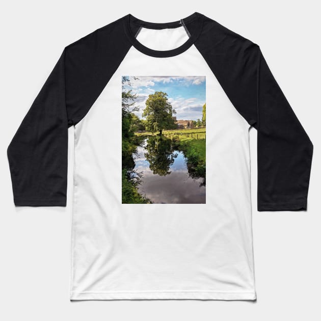 Reflections At East Lockinge Digital Art Baseball T-Shirt by IanWL